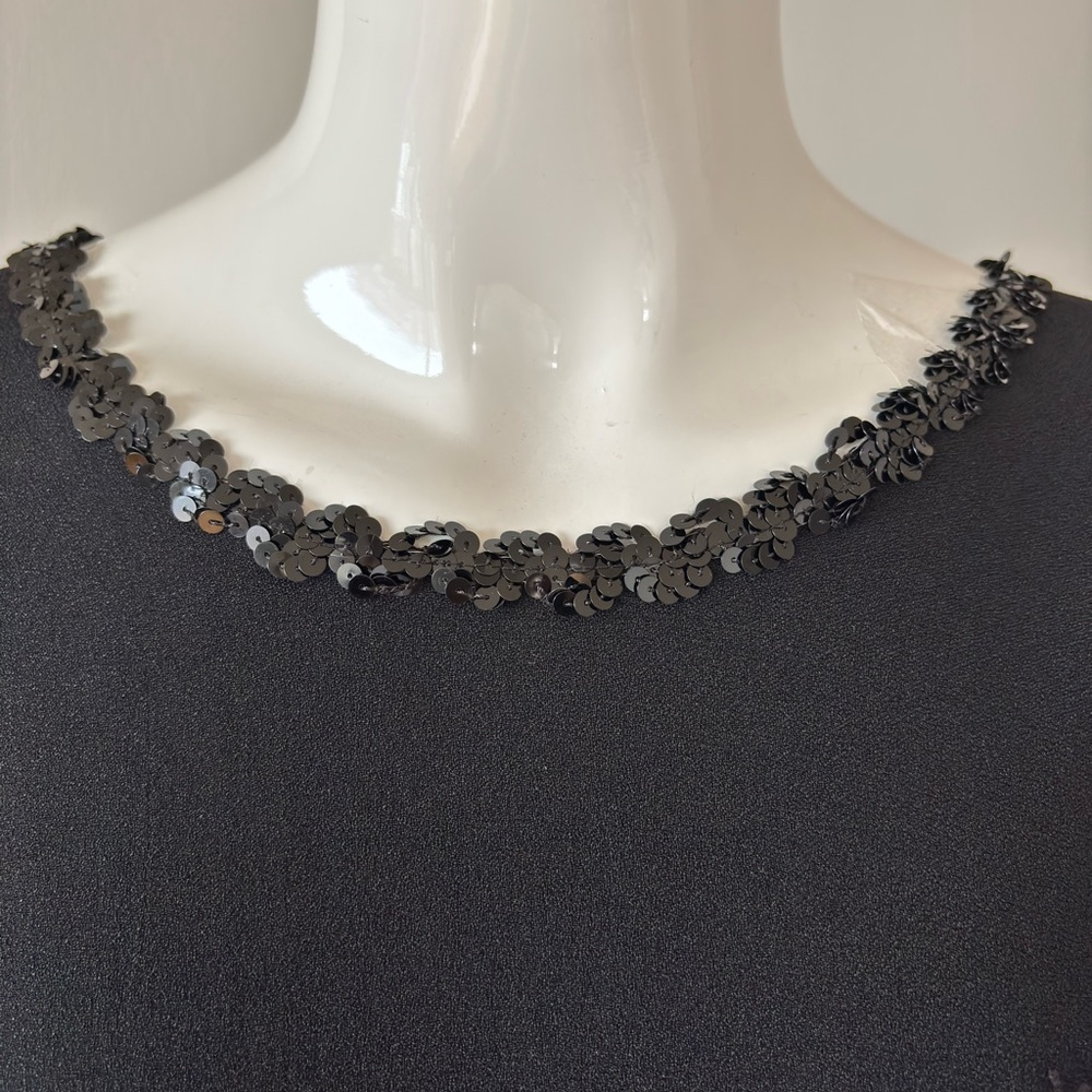 Yves Saint Laurent Black Batwing Top | Sequin Trim Draped Blouse Made in France - Picture 8 of 11